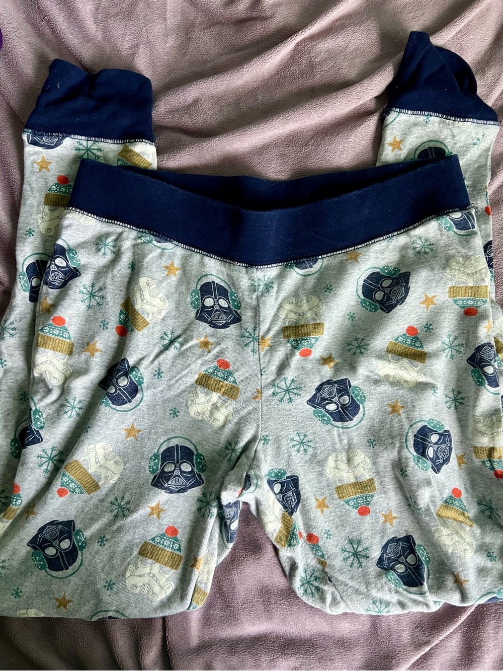 Amazon Essentials Gray Pajama Pants with Navy Star Wars Helmet Print